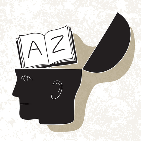 Symbolic drawing of head and knowledge with cultureのイラスト素材