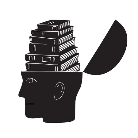 Symbolic drawing of head and knowledge with cultureのイラスト素材
