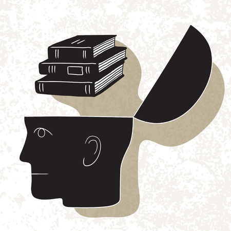 Symbolic drawing of head and knowledge with cultureのイラスト素材