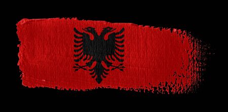 brush stroke on canvas Albania flagの写真素材