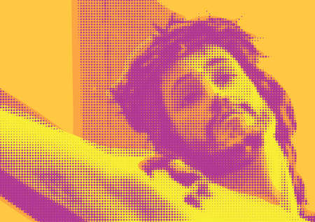 Vector illustration of Jesus Christ crucified on the crossのイラスト素材