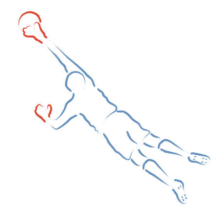 Goalkeeper parrying, football game, stylized vector illustrationのイラスト素材