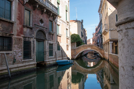 City of Venice with its characteristic landscapes with canals, bridges and alleys.のeditorial素材