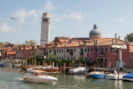 Sestiere di Castello in Venice with its characteristic buildings, with canals, bridges and alleys.のeditorial素材