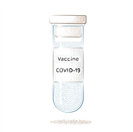 Vaccine bottle against Covid-19 infection, vector illustration.のイラスト素材