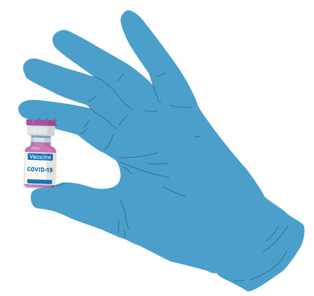 Vaccine bottle against Covid-19 infection, vector illustration.のイラスト素材