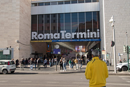 Termini Station, central railway station, public transportation, Rome, Italy.のeditorial素材