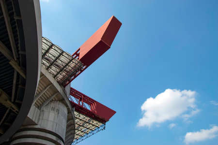 Football stadium in the San Siro district in Milan, detail, Italyの写真素材