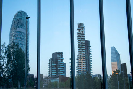 Modern skyscrapers in Milan, Porta Nuova district, Italyの写真素材