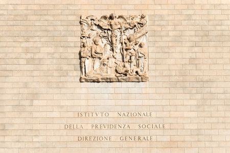 Social Security and Insurance Buildings in the EUR district, Rome, Italy.