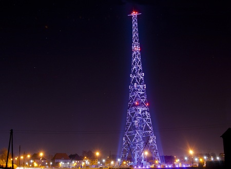 radiostation in nightの写真素材