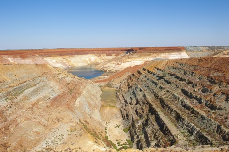 Open cut mining site in Western Australia, rich in resources as iron ore, gold, silver, diamonds and...