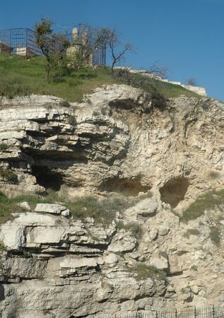 Golgotha, Aramaic for Skull, also called Calvary, is a skull-shaped hill in Jerusalem, the site of Jesus' crucifixion, referred to in all four Gospelsの写真素材