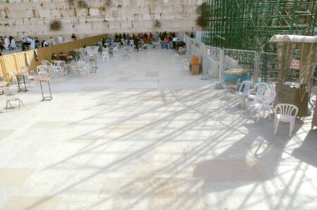 Women gathered at the Women's section of the Western Wall in Jerusalem, Israelの写真素材