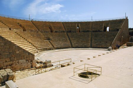 The Roman Amphitheater in the ancient Israeli coastal city of Caesareaの写真素材