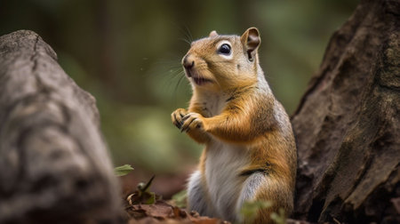 Squirrel in the forest. Wildlife scene from nature. Animal in natural habitat.の素材