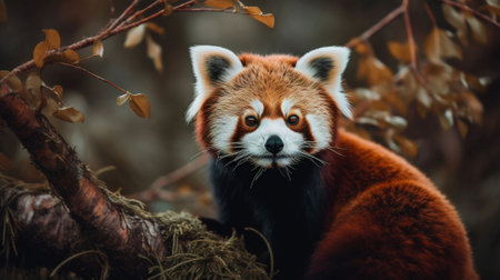 Red panda - Ailurus fulgens in the forestの素材