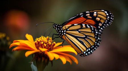 Monarch Butterfly (Danaus plexippus) on a flowerの素材