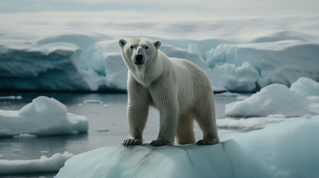 Polar bear (Ursus maritimus) on the pack ice, north of Svalbard Arctic Norwayの素材