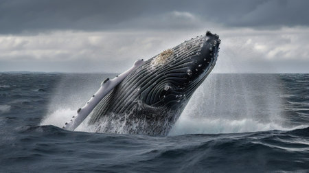 Humpback whale in the ocean.の素材