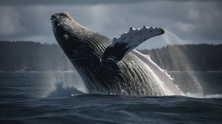 Humpback whale in the Pacific Ocean, Alaska, USA.の素材