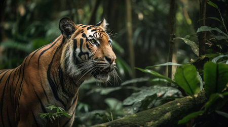 Portrait of Sumatran Tiger, Panthera tigris altaicaの素材