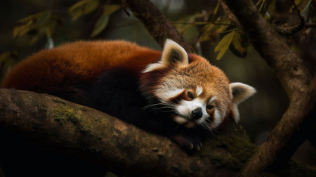 Red Panda (Ailurus fulgens) in the forestの素材