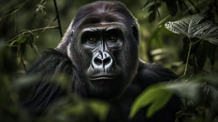Portrait of a Western Lowland Gorilla in the forest.の素材