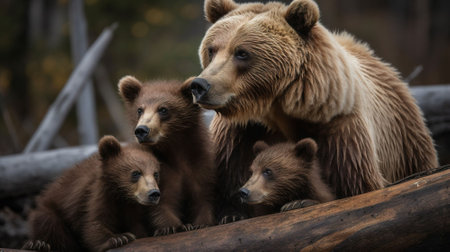 Brown bear (Ursus arctos beringianus) familyの素材