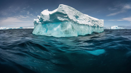 Iceberg floating in the ocean. Global warming, climate change and nature conceptの素材