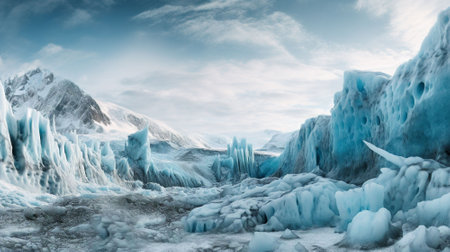 Panoramic view of Jokulsarlon glacier, Icelandの素材