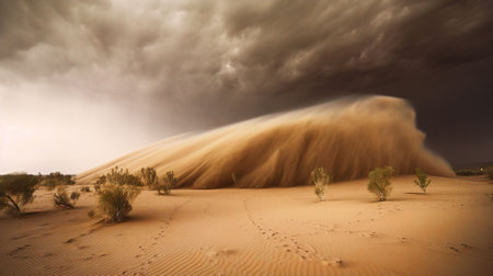 Dangerous storm over the desert in the Namib Desert, Namibiaの素材