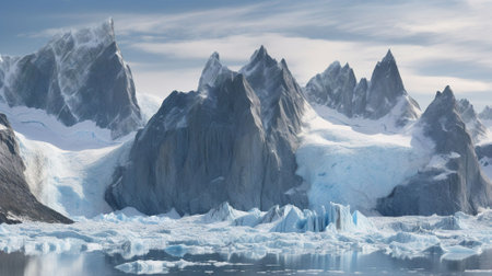 Antarctic landscape with icebergs.の素材