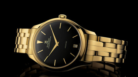 Wristwatch on a black background.の素材