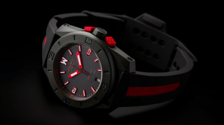 Wrist watch on black background. Wristwatch on black backgroundの素材