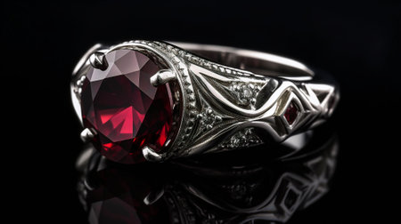Jewelry ring on a black background. Jewelry background.の素材