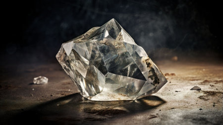 Beautiful crystal on a dark background with smoke. Selective focus.の素材