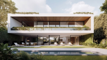 modern cozy house with pool and parking for sale or rentの素材