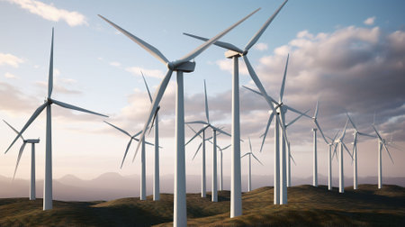 Wind turbines in the field. Concept imageの素材