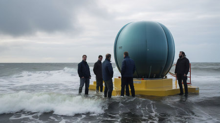 Unidentified people walk on the German North Sea coast.の素材