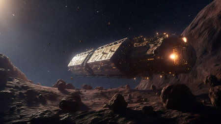 AI generated rendering of space ship. 3D CG rendering.の素材