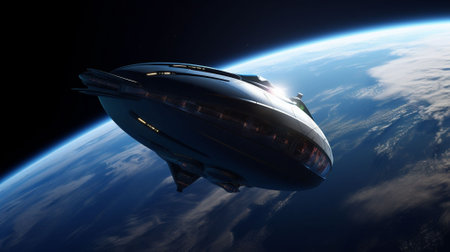 AI generated space ship. High-resolution image.の素材