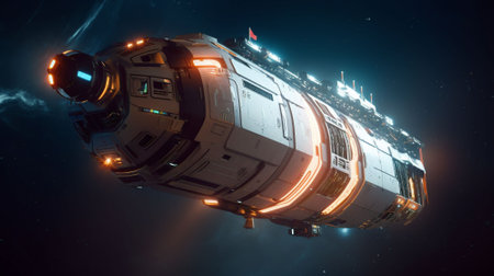 3D CG rendering of space ship. AI generated. High resolution.の素材