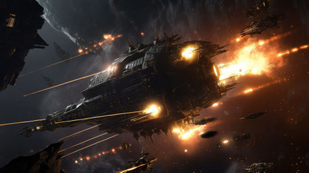 3D CG rendering of space ship. High resolution image gallery. AI generatedの素材
