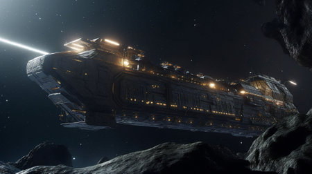 AI generated space ship. High resolution image gallery.の素材