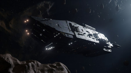 3D CG rendering of space ship. AI generatedの素材
