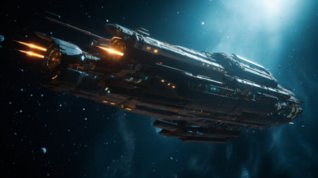 3D CG rendering of space ship. AI generatedの素材