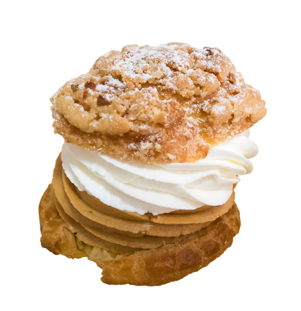 almond choux cream with icing sugarの写真素材