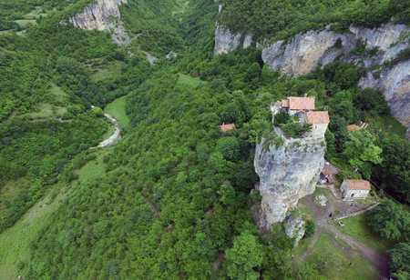 Katskhi pillar and the Orthodox Church on it, filmed in Georgia, from the air quadrocopters DJIの写真素材