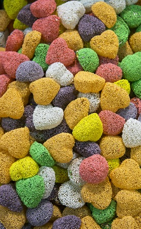Background of sweet multi-colored dragee in the form of hearts,Turkeyの写真素材